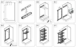 Полка Starax для обуви,выдвижная, 4-х ярусная(325*475*1000) выдвижение левое Антрацит