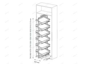 Полка Starax для обуви,поворотная шир.800мм(700*360*1910-2110) Антрацит