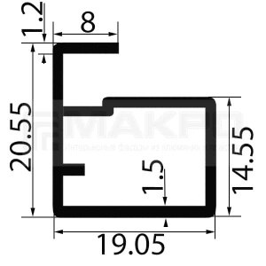 Фасадный профиль  Чёрный матовый ПР-10 5800 мм