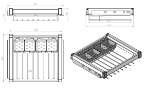 Вешалка Starax для брюк,с ячейками для галстуков и ремней,600мм(560-590*475*125) Белая 