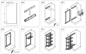 Полка Starax для обуви,выдвижная, 4-х ярусная(325*475*1000) выдвижение левое Антрацит