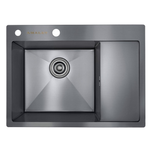 65*48L Металлическая мойка графит AMALET STANDART 1,2 мм 6548L-STR-BL