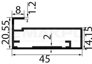 Фасадный профиль МАКРО Чёрный матовый ПР-4 5800 мм