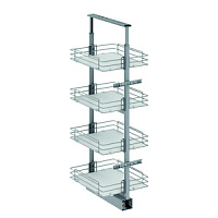 Шкаф-колонка Starax 4-корзины ДСП,шир.450(380*510*1250-1400),Хром с доводчиком