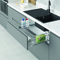 Корзина Starax ,шир.900 под мойку с фасадным креплением (860-880*500*160) тандем BLUM