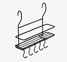 Полка на рейлинг малая с крючками,Д265,Ш100,В270, Черный матовый